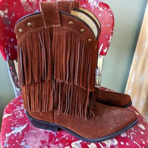 Girls Shyanne double fringe western boots